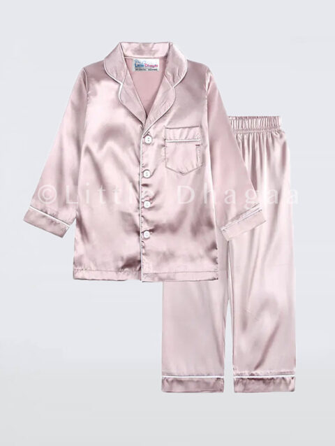 Rose Gold Satin Kids Nightwear Suit